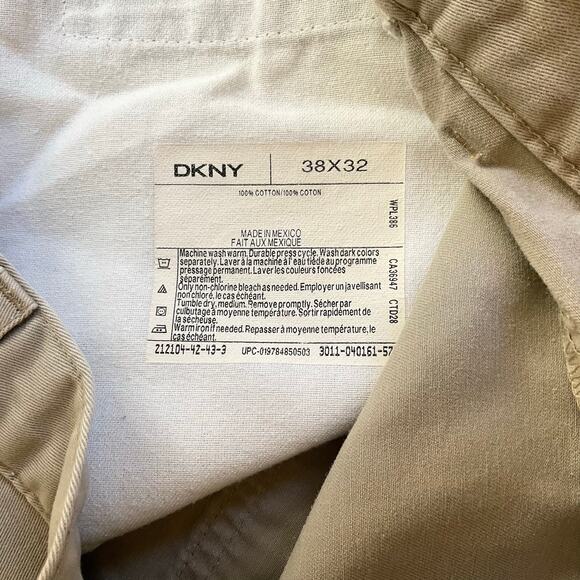 DKNY Men Flat Front Khaki Pants size 38x32, Natural Tan - Picture 8 of 10